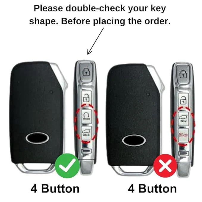 Kia-Metal Key Cover Compatibility: Fit for New Kia Seltos 2023 Facelift | Carens X Line | Sonet Facelift - 4 Button Smart Key