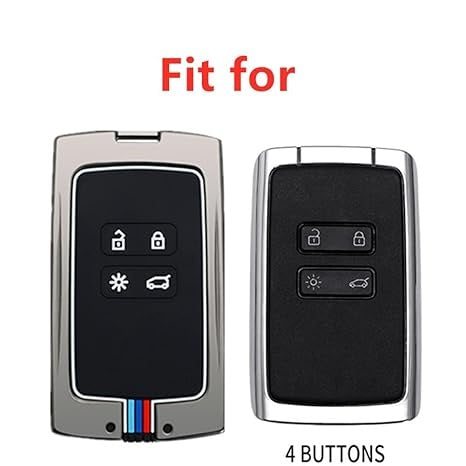 Zinc Alloy Car Key Cover Case fit for Renault Koleos Kadjar Scenic Megane with Fluorescent Silicone Buttons Smart Key Shell (Matte Color 4 Buttons)