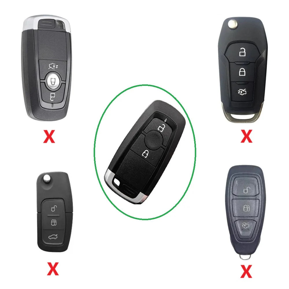 Ecosport | Endeavour | Freestyle | Aspire | Figo Push Button Remote Key Premium Metal Alloy Keycase with Holder & Rope Chain (2 button Smart Key)