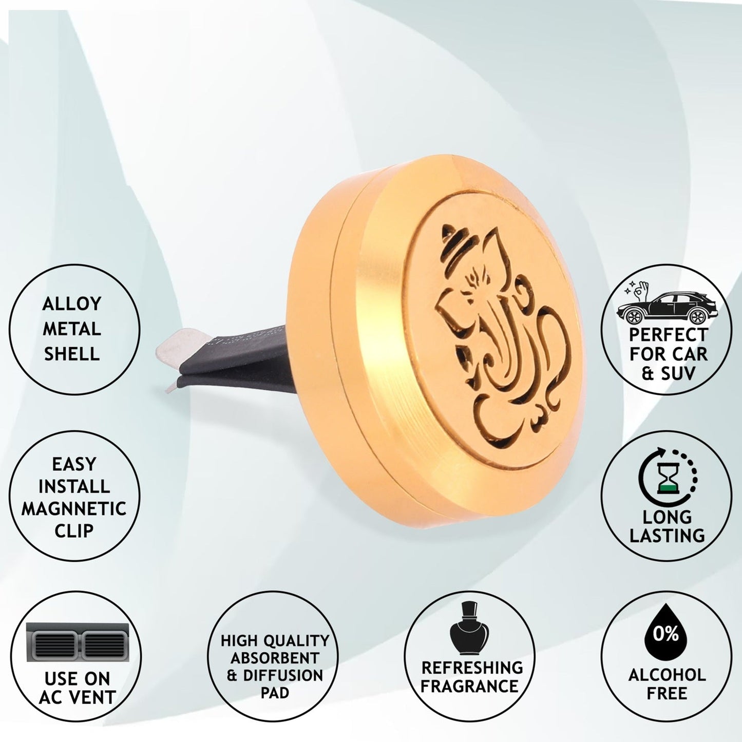 Alloy Metal | Car Vent Air Freshener with magnetic clip | Car Perfume | Ganesha |