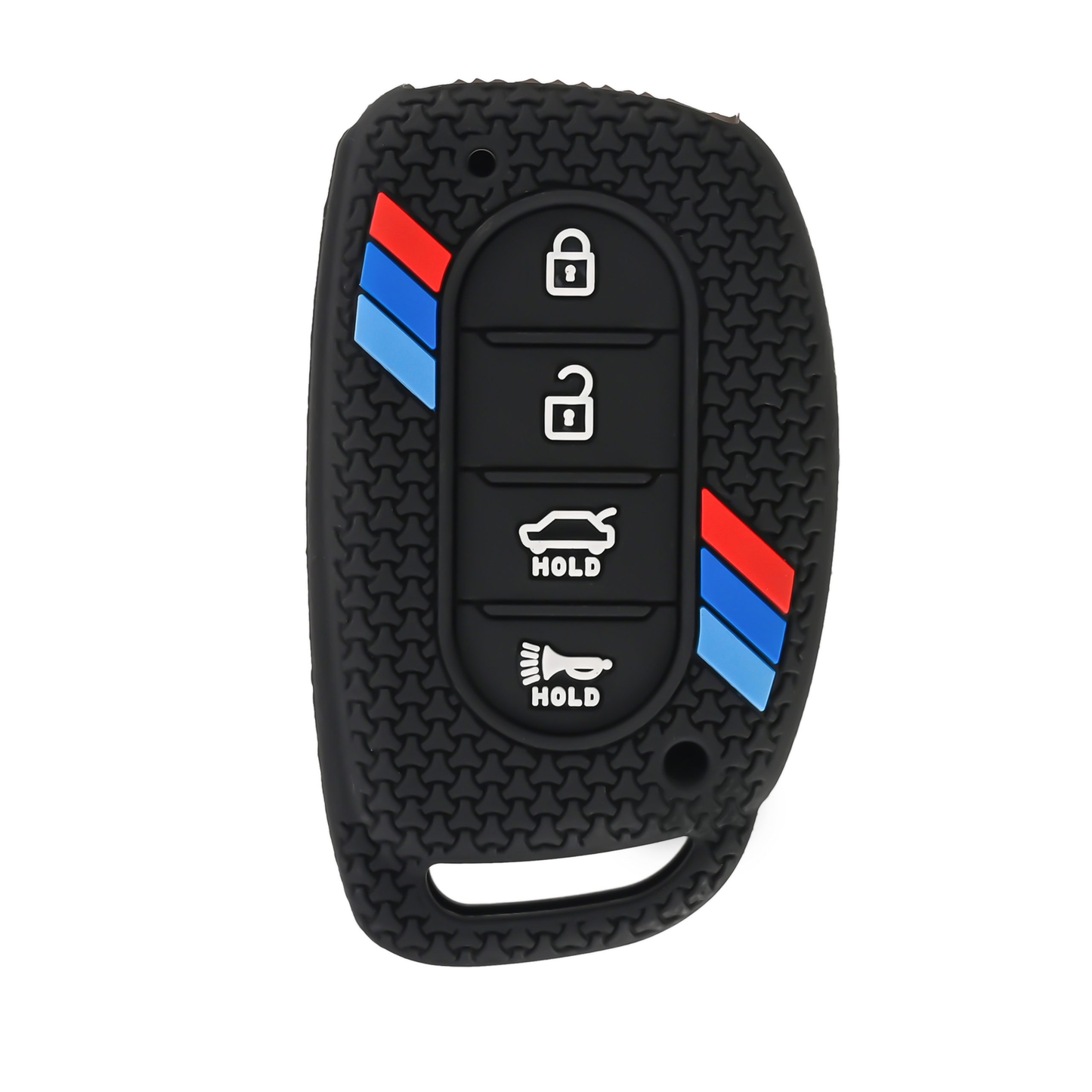 Silicon Striped Car Key Cover Fit for Hyundai – Alcazar & Creta 4 Button Smart Car Key Cover (Black)