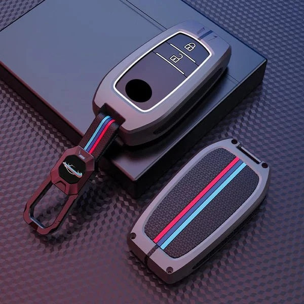 Toyota Innova Crysta | Hycross Land Cruiser | Hilux |Toyota Hycross Innova Luxury Premium Metal Smart Car Key Cover Key Case With Key Chain(2 Button)