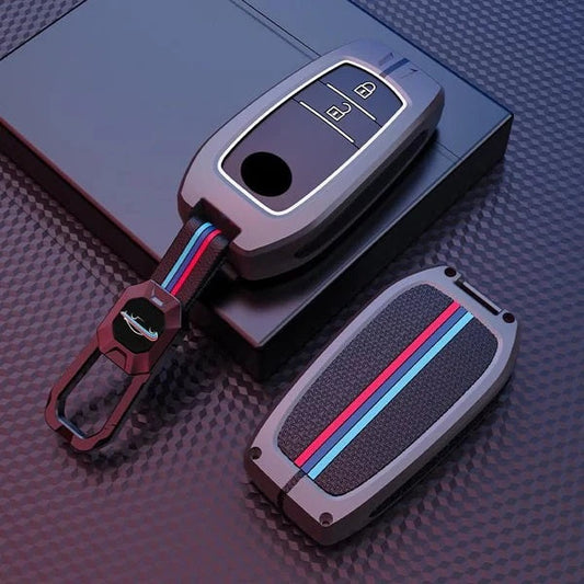 Toyota Innova Crysta | Hycross Land Cruiser | Hilux |Toyota Hycross Innova Luxury Premium Metal Smart Car Key Cover Key Case With Key Chain(2 Button)