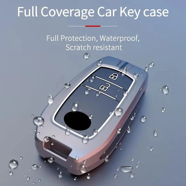 Toyota Innova Crysta | Hycross Land Cruiser | Hilux |Toyota Hycross Innova Luxury Premium Metal Smart Car Key Cover Key Case With Key Chain(2 Button)