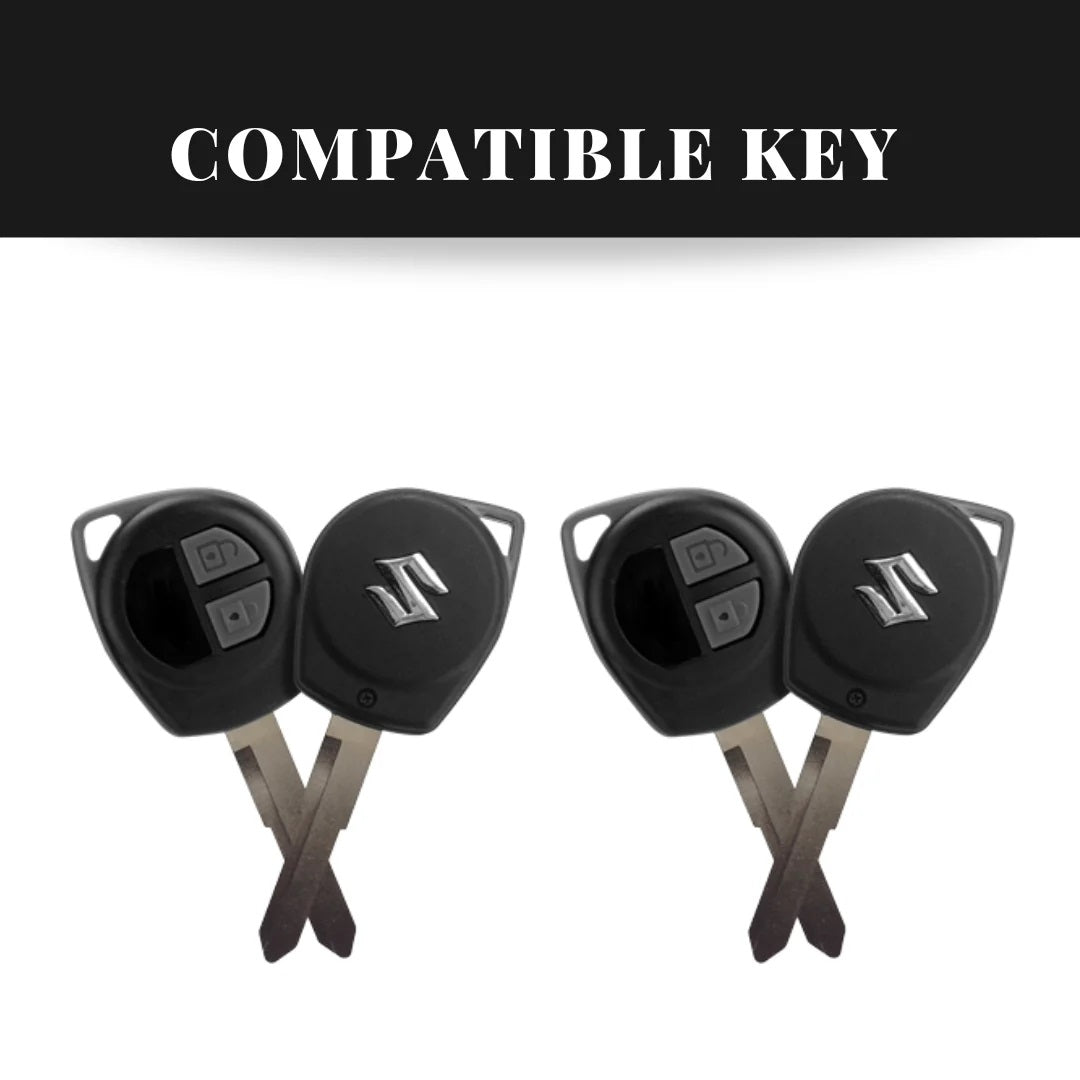 Leather Metal Brown Key Cover for Maruti Suzuki S-Presso | Baleno | Fronx | Alto-800 | Ignis | Swift | Celerio | S-Cross | Ritz | Ciaz | SX4 | Ertiga | Wagon-R | XL 6 | Dezire | Vitara Brezza Flip Key (2 Button Flip Key) Leather Key Cover