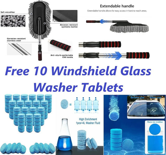 Buy Microfiber Car Cleaning Brush and get 10 windshield glass washing tablet free