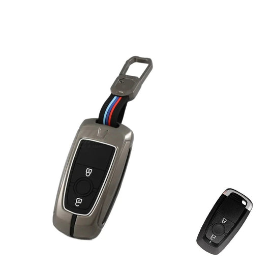 Ecosport | Endeavour | Freestyle | Aspire | Figo Push Button Remote Key Premium Metal Alloy Keycase with Holder & Rope Chain (2 button Smart Key)