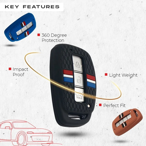 Hyundai Silicone Striped Car Key Cover Fit for Creta/i20-Active/Verna 4s
