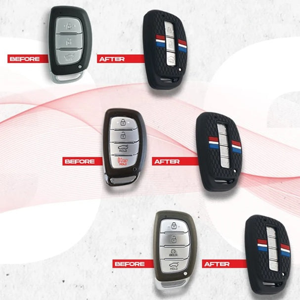 Hyundai Silicone Striped Car Key Cover Fit for Creta/i20-Active/Verna 4s