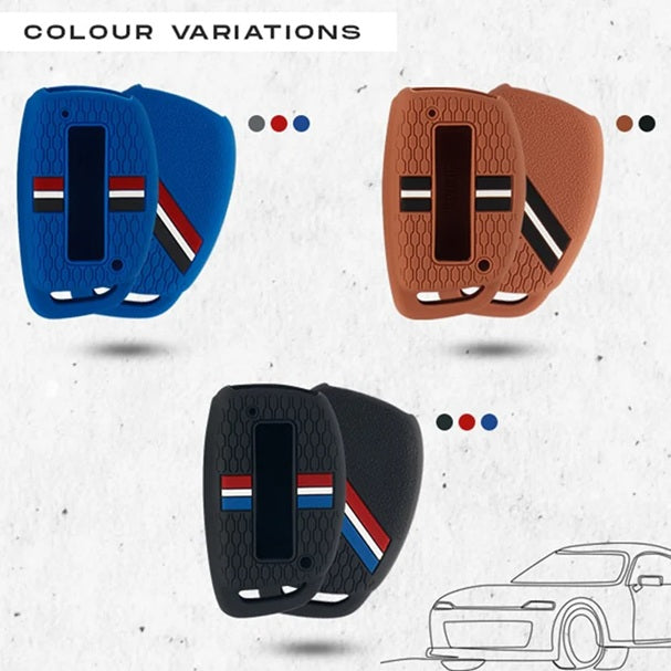 Hyundai Silicone Striped Car Key Cover Fit for Creta/i20-Active/Verna 4s