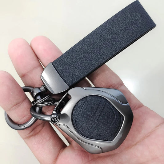 Leather Metal Key Cover for Maruti Suzuki S-Presso | Baleno | Fronx | Alto-800 | Ignis | Swift | Celerio | S-Cross | Ritz | Ciaz | SX4 | Ertiga | Wagon-R | XL 6 | Dezire | Vitara Brezza Flip Key (2 Button Flip Key) Leather Key Cover