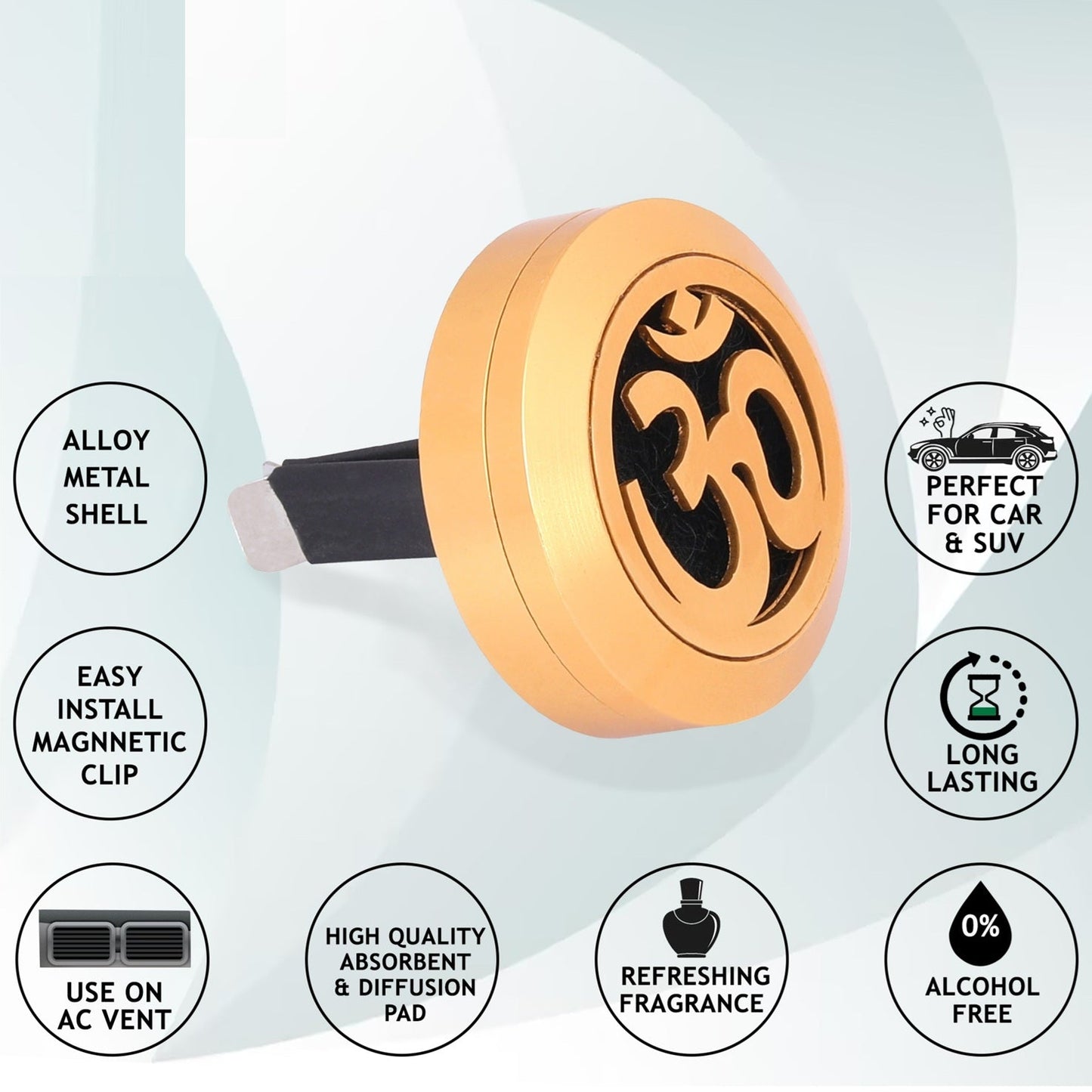 Alloy Metal | Car Vent Air Freshener with magnetic clip | Car Perfume | OM |