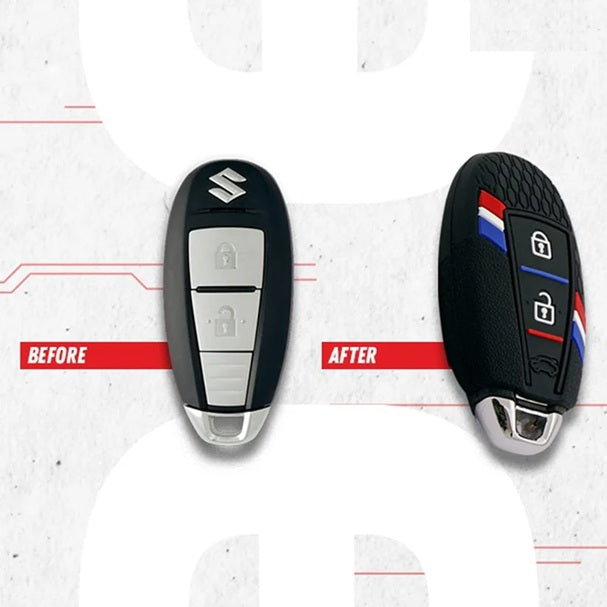 Maruti Suzuki Silicone Striped Car Key Cover Fit Balenoo , ciaz, Vitara Brezza, S-Cross