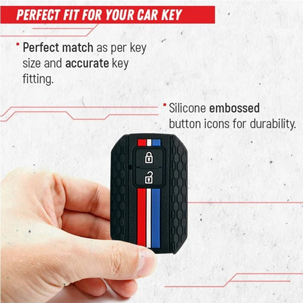 Maruti Suzuki Silicone Striped Key Cover fit Compatible for Grand Vitara/Brezza/Baleno