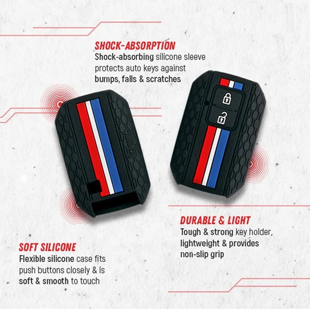 Maruti Suzuki Silicone Striped Key Cover fit Compatible for Grand Vitara/Brezza/Baleno